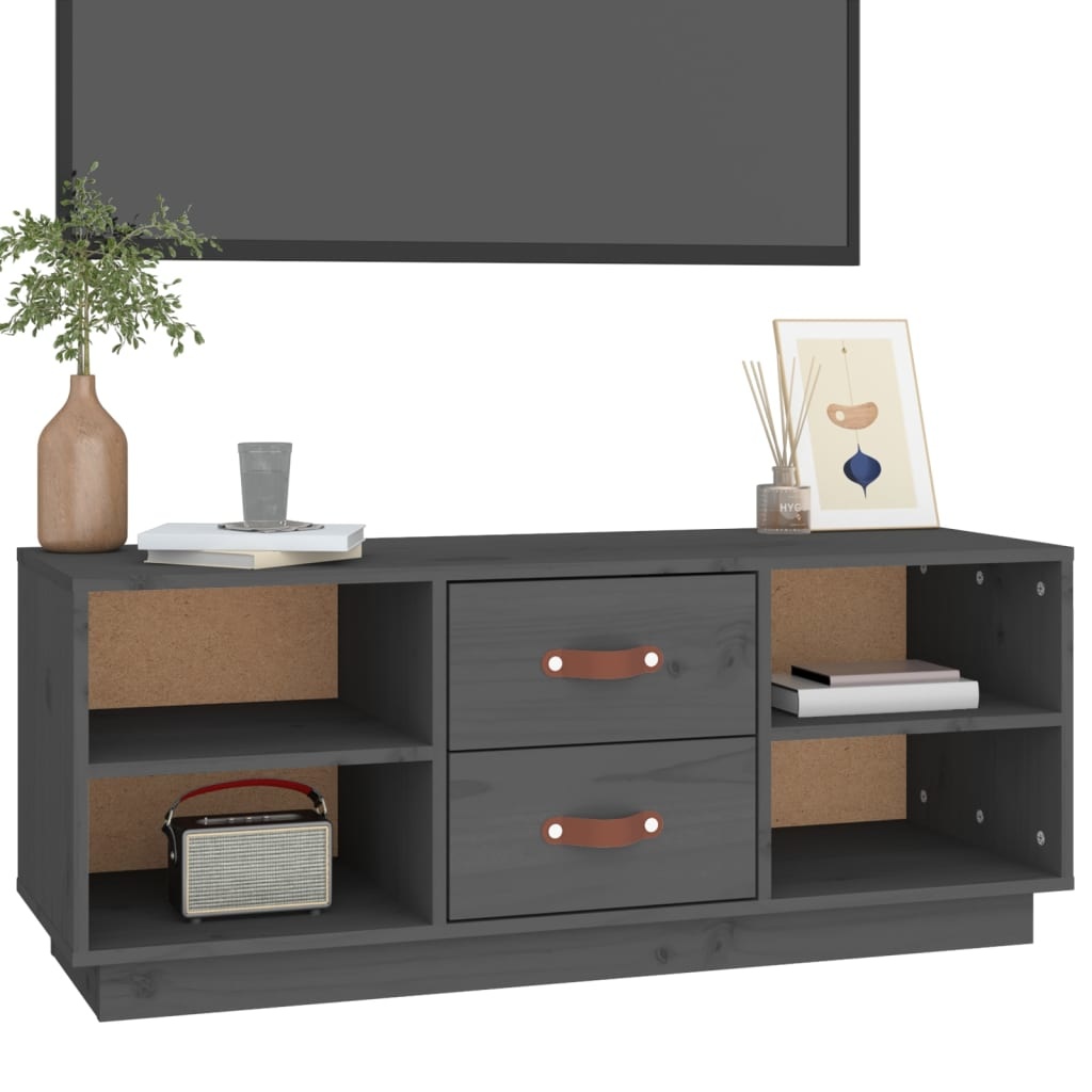 VidaXL Tv-meubel 100x34x40 cm massief grenenhout grijs