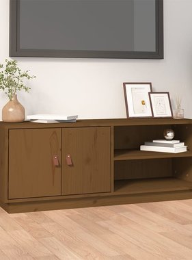 vidaXL Tv-meubel 105x34x40 cm massief grenenhout honingbruin