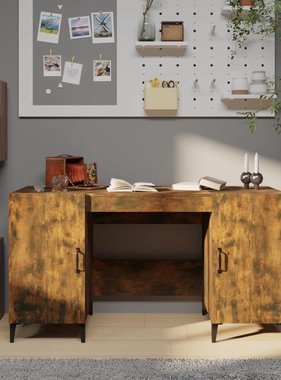 VidaXL Bureau 140x50x75 cm bewerkt hout gerookt eikenkleurig