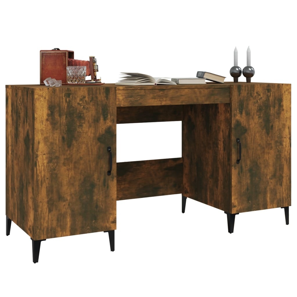 VidaXL Bureau 140x50x75 cm bewerkt hout gerookt eikenkleurig