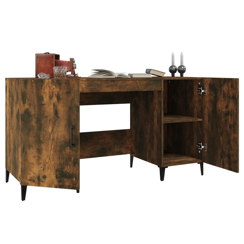VidaXL Bureau 140x50x75 cm bewerkt hout gerookt eikenkleurig
