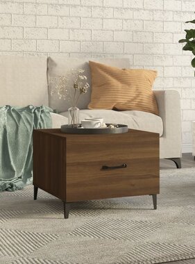 VidaXL Salontafel met metalen poten 50x50x40 cm bruineikenkleurig