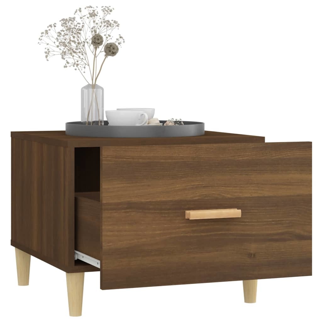 VidaXL Salontafels 2 st 50x50x40 cm bewerkt hout bruineikenkleurig
