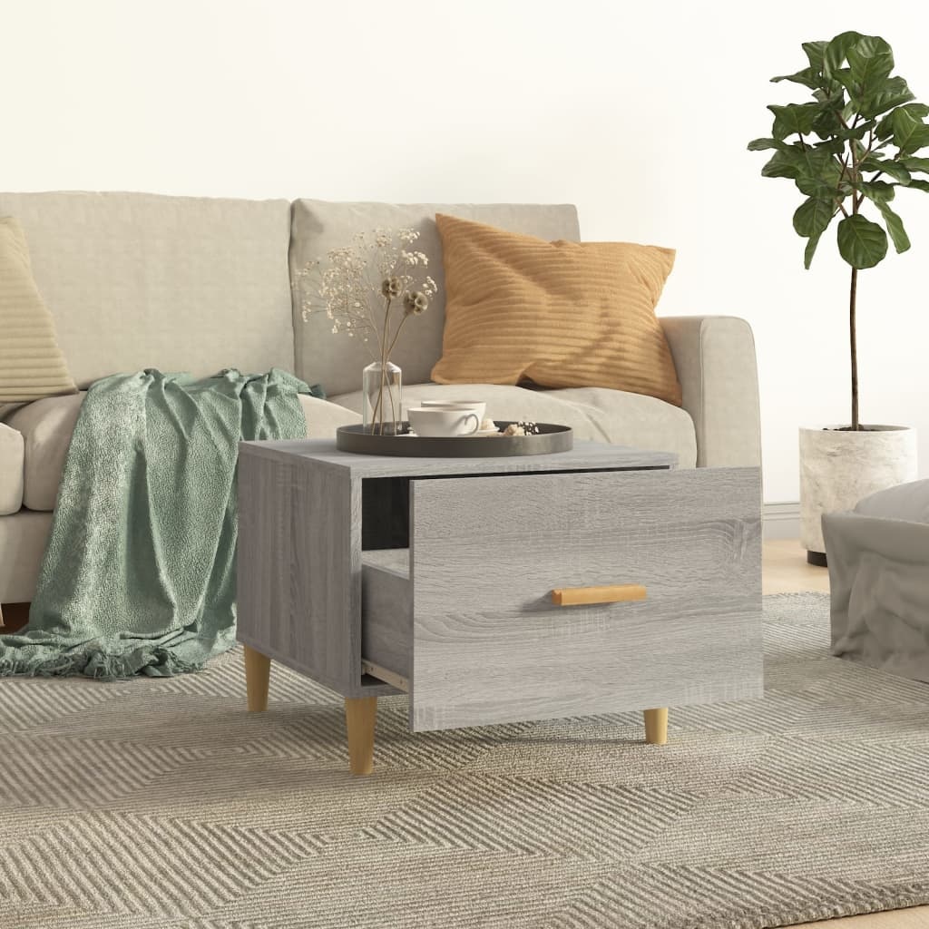 VidaXL Salontafel 50x50x40 cm bewerkt hout grijs sonoma eikenkleurig