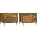 VidaXL Salontafels 2 st 50x50x40 cm bewerkt hout gerookt eikenkleurig