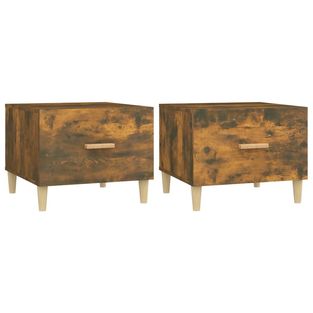 VidaXL Salontafels 2 st 50x50x40 cm bewerkt hout gerookt eikenkleurig