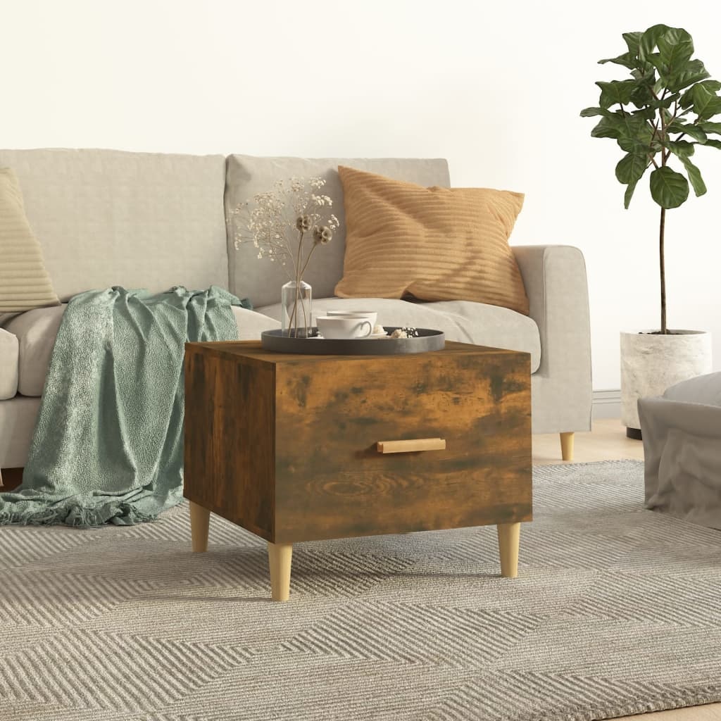 VidaXL Salontafel 50x50x40 cm bewerkt hout gerookt eikenkleurig