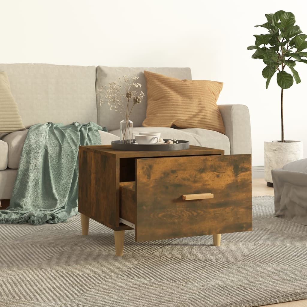 VidaXL Salontafel 50x50x40 cm bewerkt hout gerookt eikenkleurig