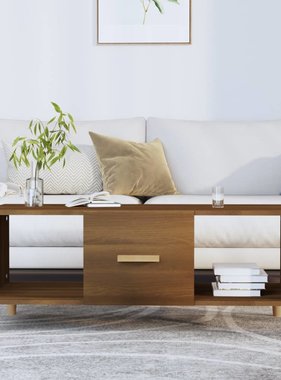 VidaXL Salontafel 102x50x40 cm bewerkt hout bruineikenkleurig