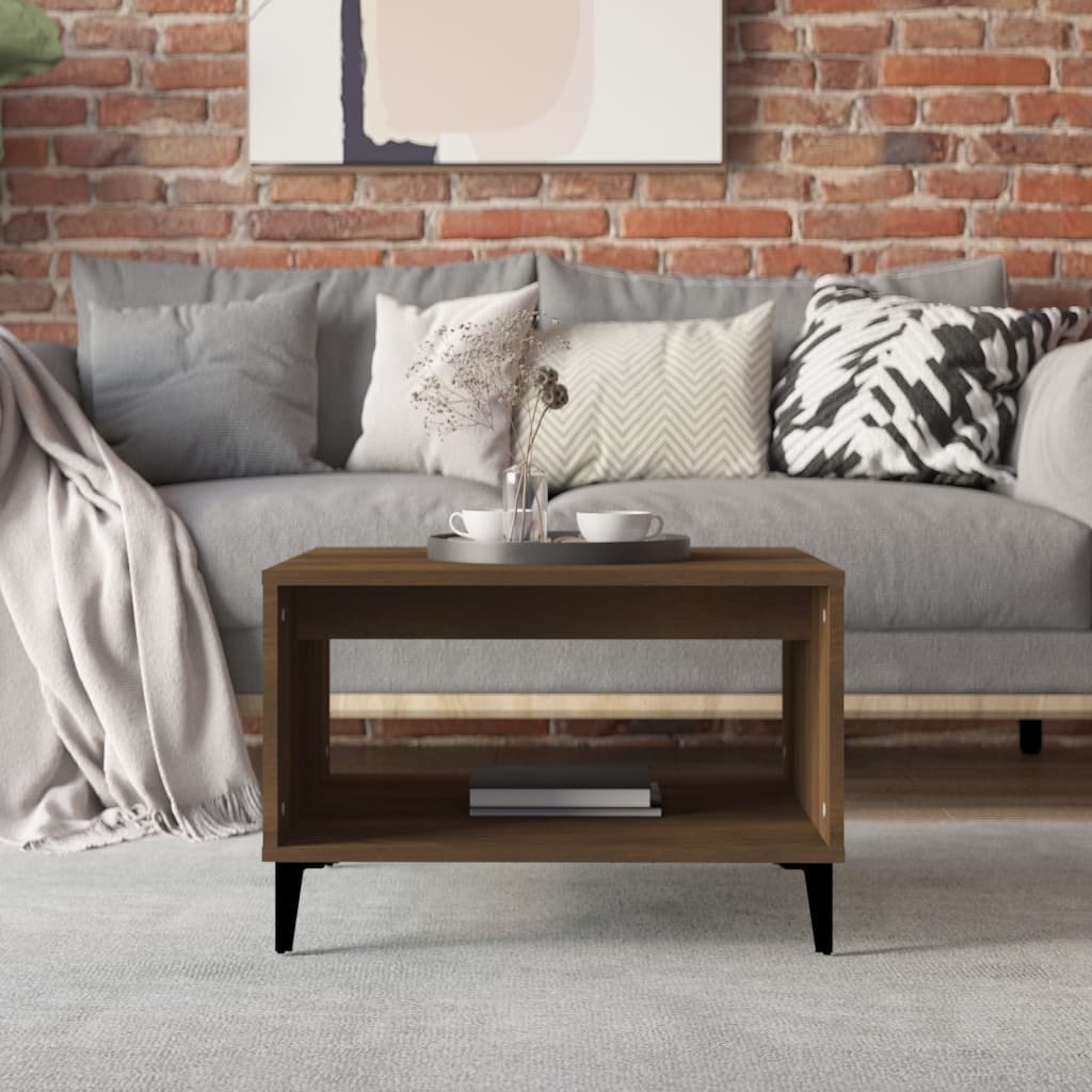 VidaXL Salontafel 60x50x40 cm bewerkt hout bruineikenkleurig