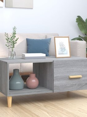 VidaXL Salontafel 89,5x50x40 cm bewerkt hout grijs sonoma eikenkleurig