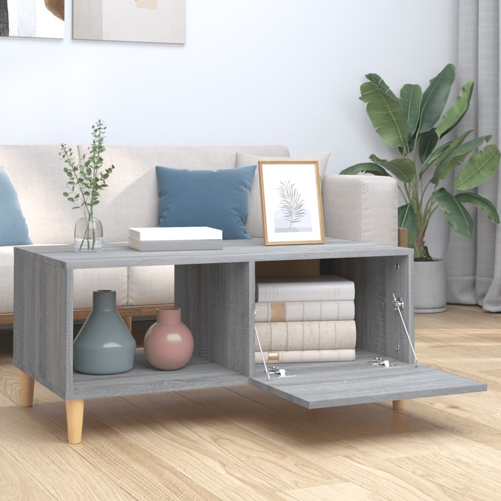 VidaXL Salontafel 89,5x50x40 cm bewerkt hout grijs sonoma eikenkleurig