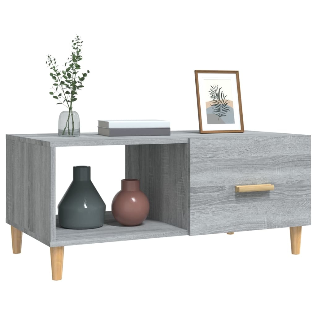 VidaXL Salontafel 89,5x50x40 cm bewerkt hout grijs sonoma eikenkleurig