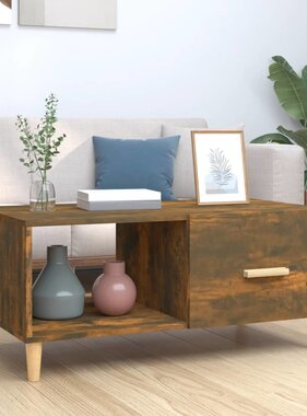 VidaXL Salontafel 89,5x50x40 cm bewerkt hout gerookt eikenkleurig