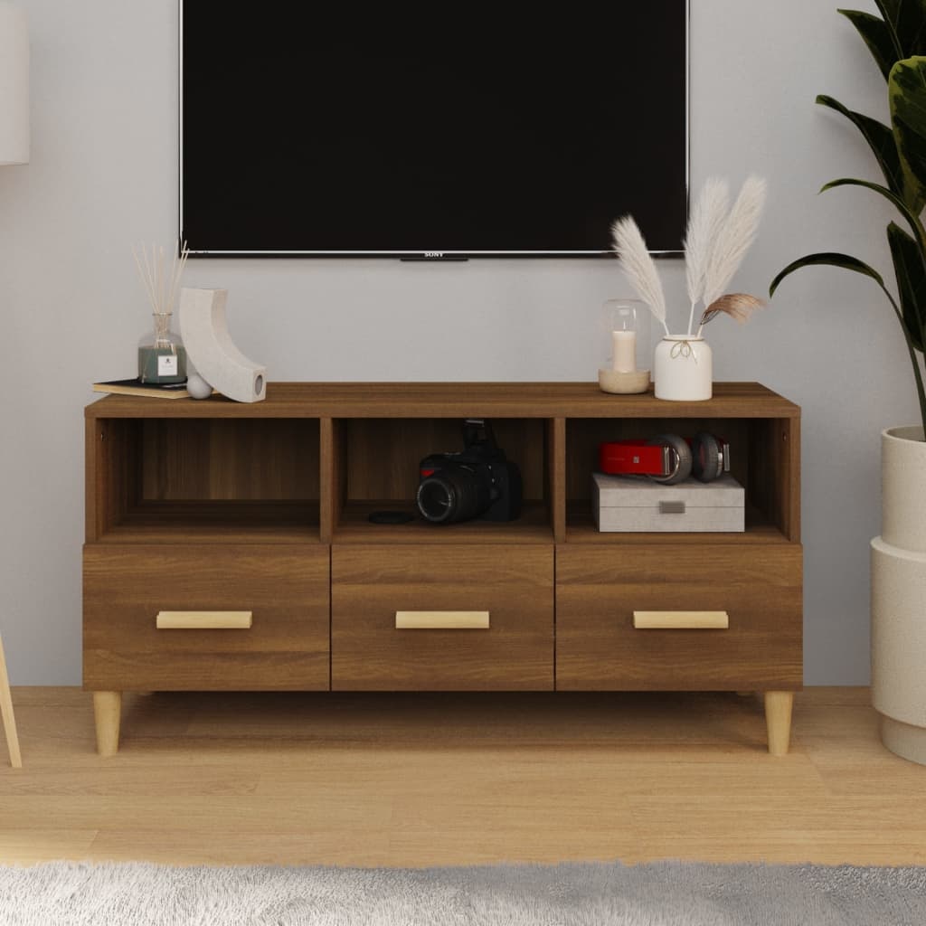 VidaXL Tv-meubel 102x36x50 cm bewerkt hout bruineikenkleurig