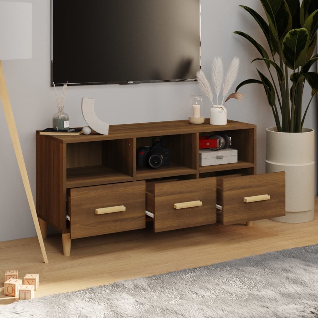 VidaXL Tv-meubel 102x36x50 cm bewerkt hout bruineikenkleurig