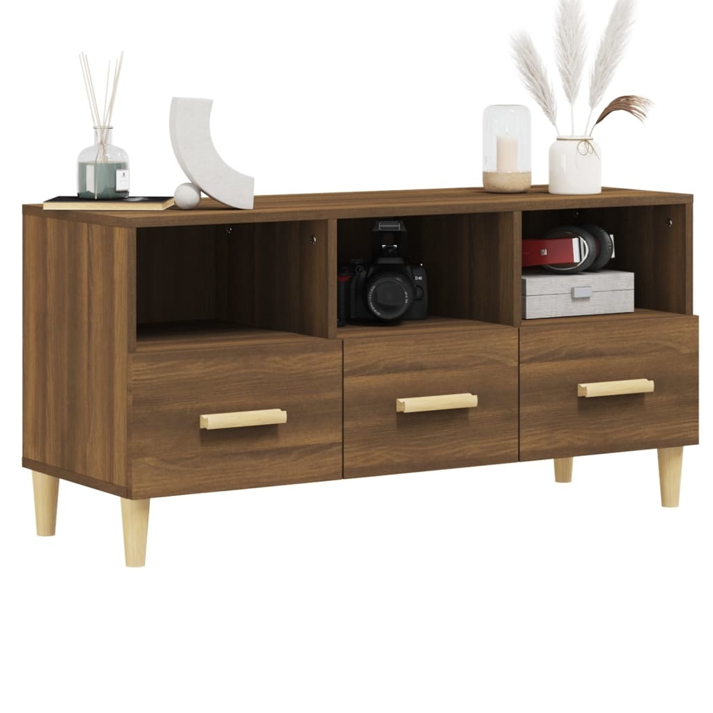 VidaXL Tv-meubel 102x36x50 cm bewerkt hout bruineikenkleurig
