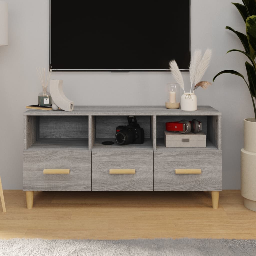 VidaXL Tv-meubel 102x36x50 cm bewerkt hout grijs sonoma eikenkleurig