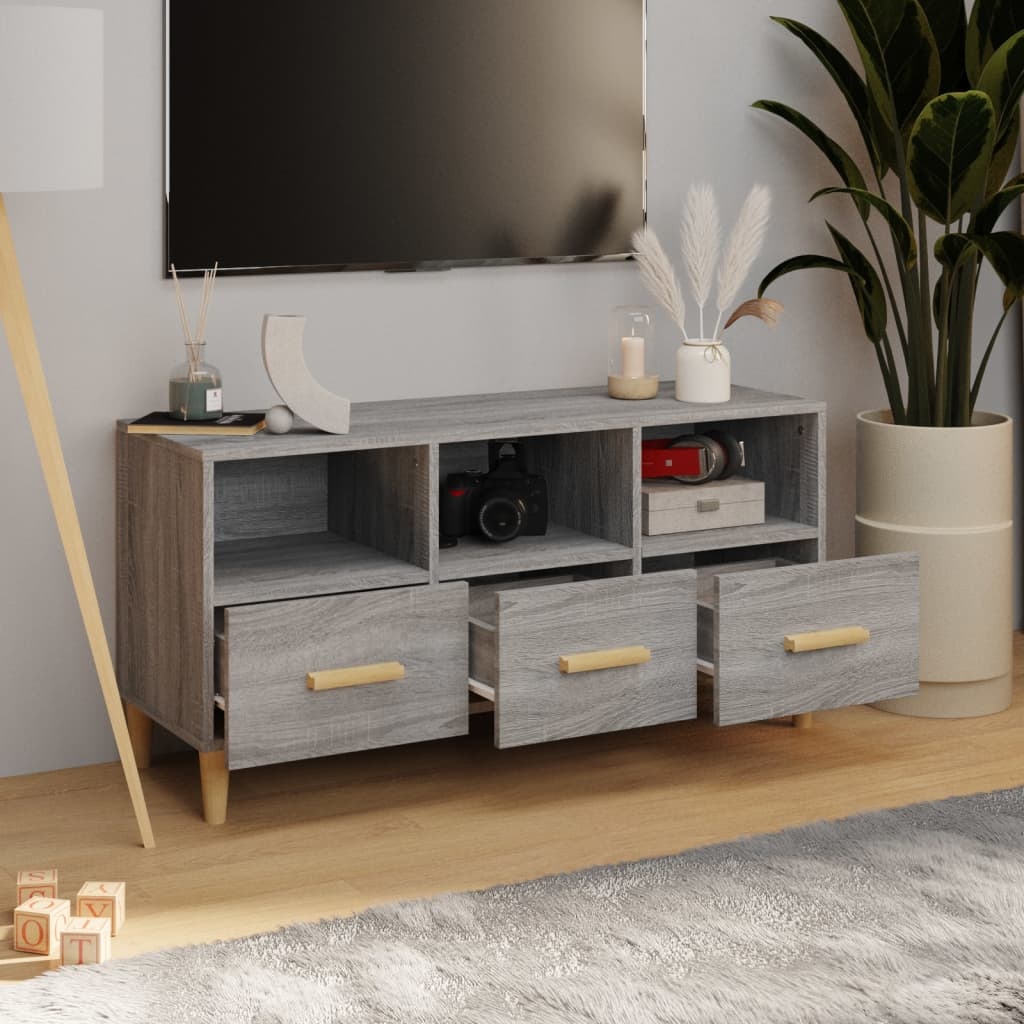 VidaXL Tv-meubel 102x36x50 cm bewerkt hout grijs sonoma eikenkleurig