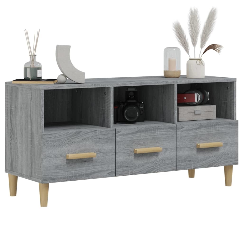 VidaXL Tv-meubel 102x36x50 cm bewerkt hout grijs sonoma eikenkleurig