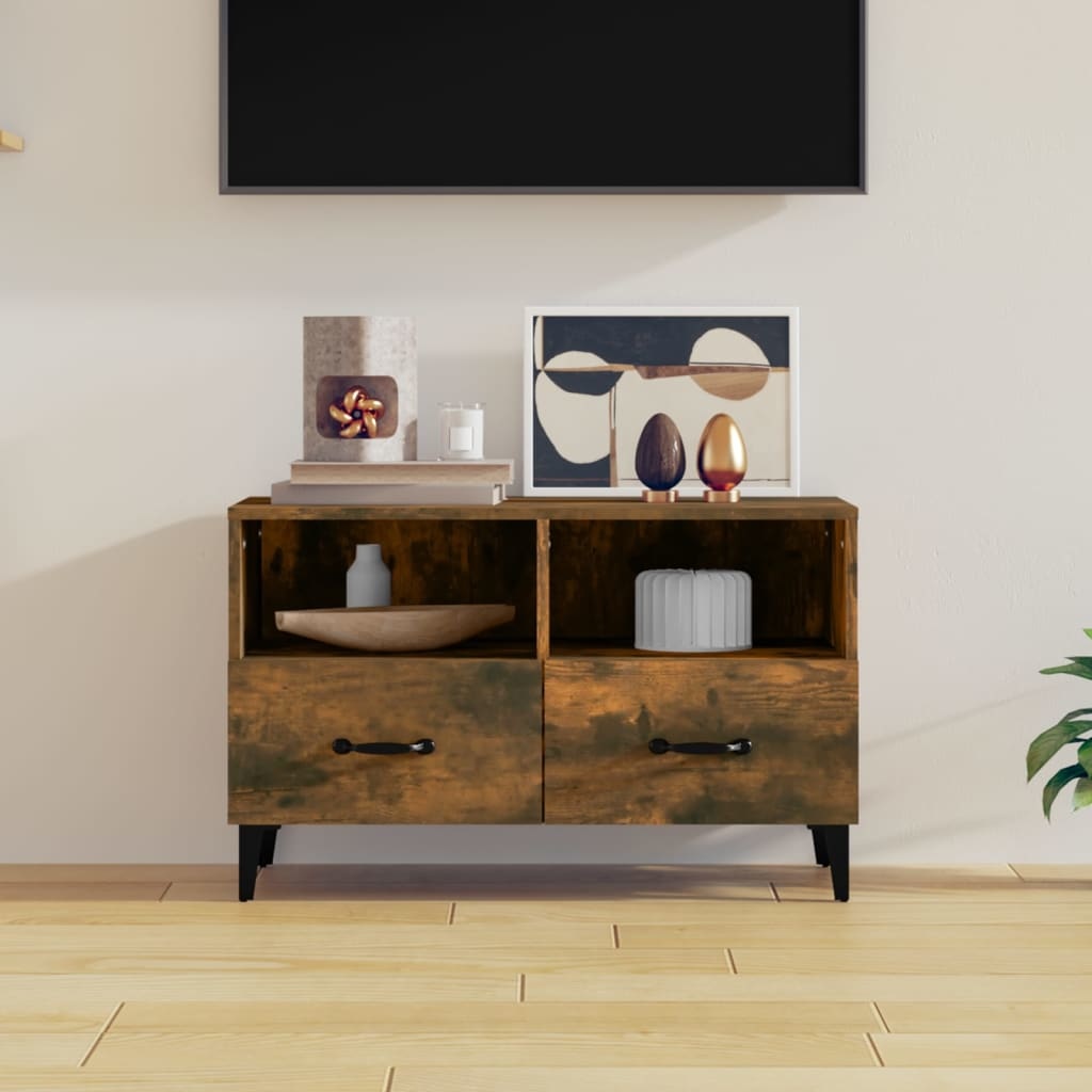VidaXL Tv-meubel 80x36x50 cm bewerkt hout gerookt eikenkleurig