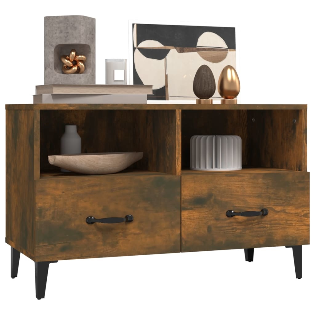 VidaXL Tv-meubel 80x36x50 cm bewerkt hout gerookt eikenkleurig