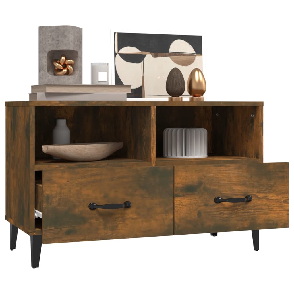 VidaXL Tv-meubel 80x36x50 cm bewerkt hout gerookt eikenkleurig