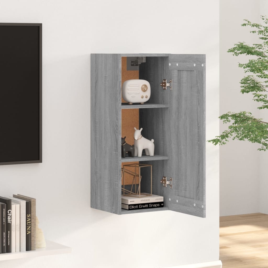 VidaXL Wandkast 35x34x90 cm bewerkt hout grijs sonoma eikenkleurig