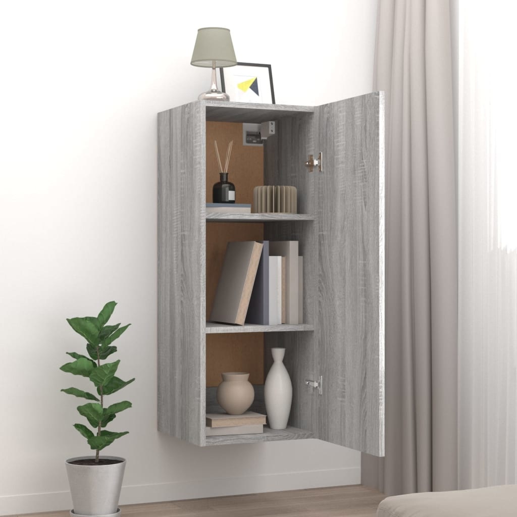 VidaXL Wandkast 34,5x34x90 cm bewerkt hout grijs sonoma eikenkleurig