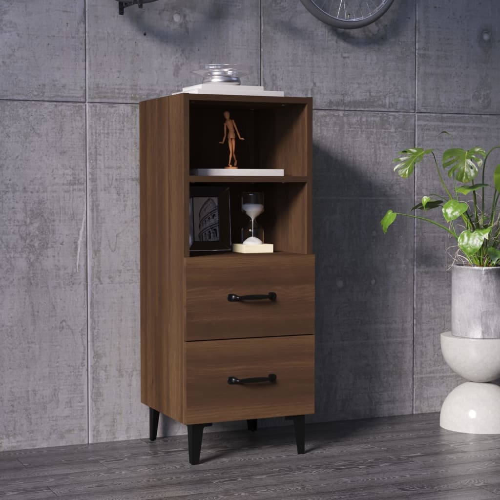 VidaXL Dressoir 34,5x34x90 cm bewerkt hout bruineikenkleurig