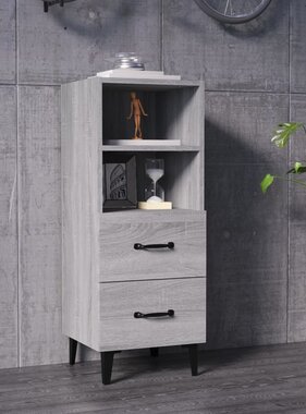 VidaXL Dressoir 34,5x34x90 cm bewerkt hout grijs sonoma eikenkleurig