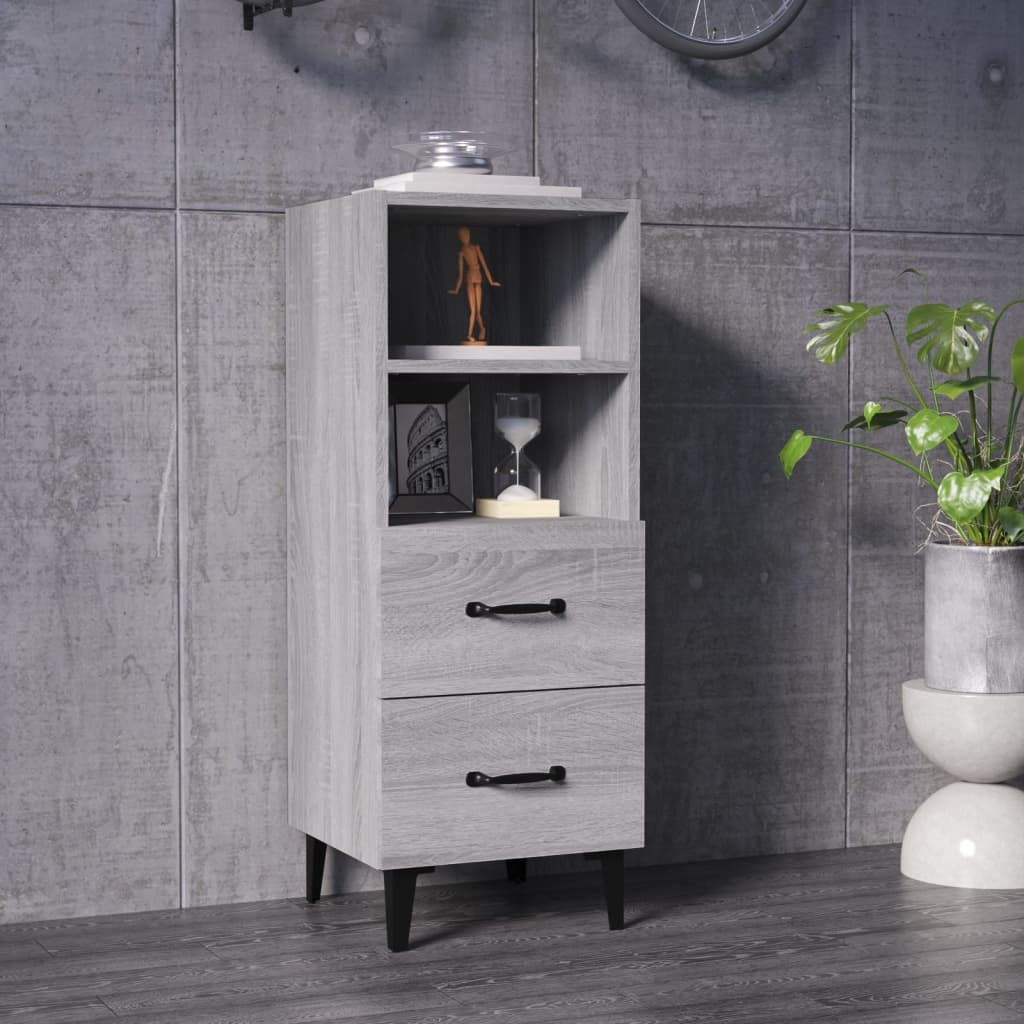 VidaXL Dressoir 34,5x34x90 cm bewerkt hout grijs sonoma eikenkleurig