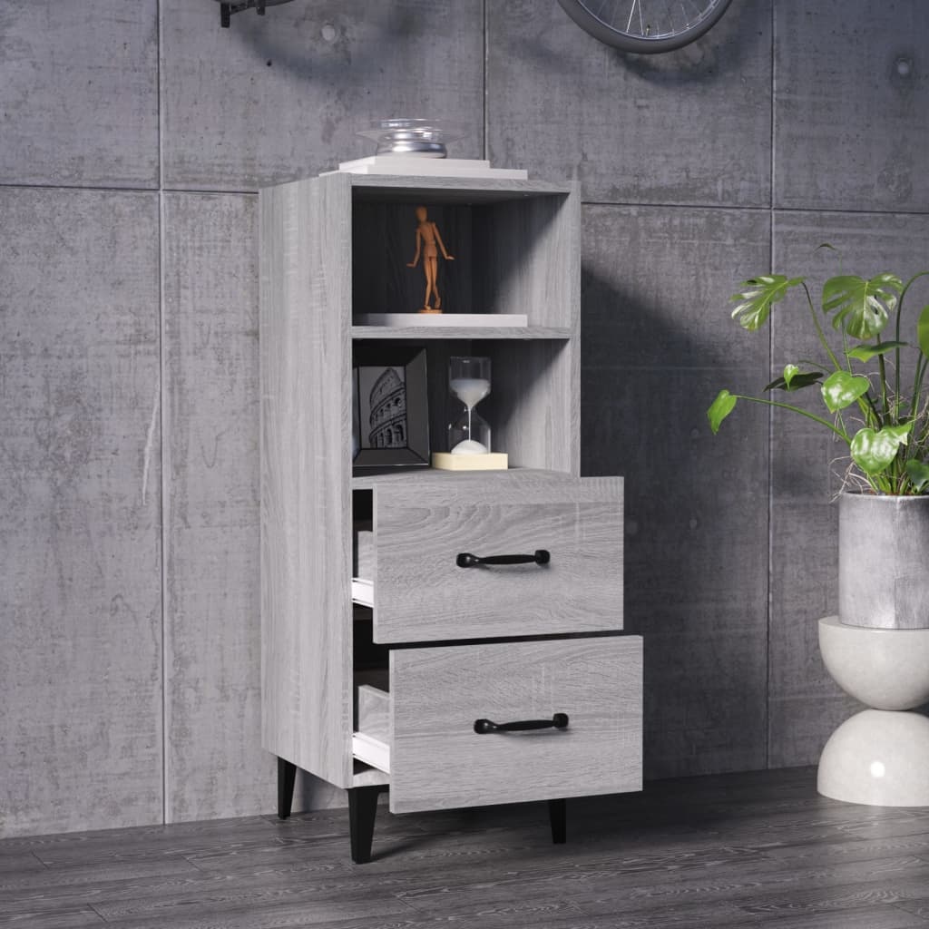 VidaXL Dressoir 34,5x34x90 cm bewerkt hout grijs sonoma eikenkleurig