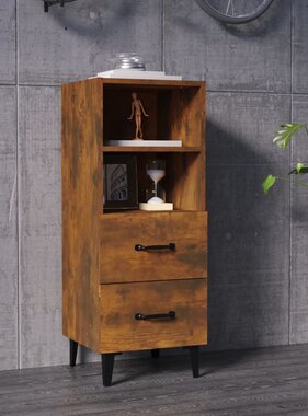 VidaXL Dressoir 34,5x34x90 cm bewerkt hout gerookt eikenkleurig