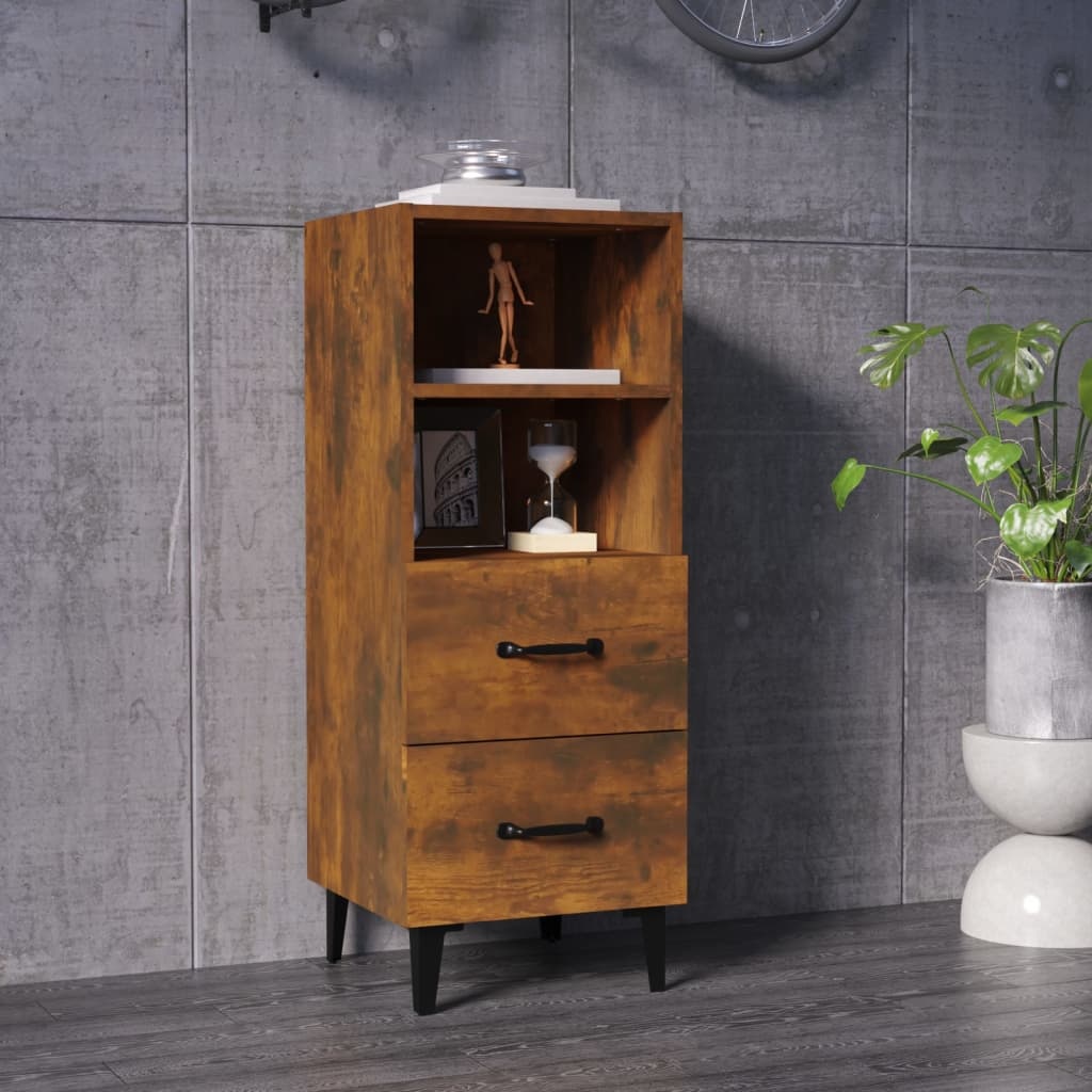 VidaXL Dressoir 34,5x34x90 cm bewerkt hout gerookt eikenkleurig