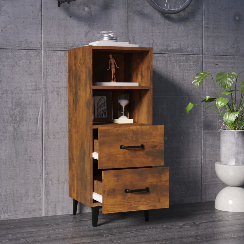 VidaXL Dressoir 34,5x34x90 cm bewerkt hout gerookt eikenkleurig