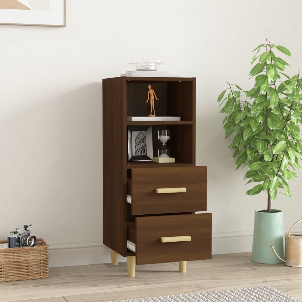 VidaXL Dressoir 34,5x34x90 cm bewerkt hout bruineikenkleurig