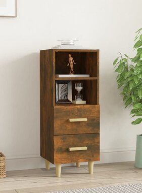 VidaXL Dressoir 34,5x34x90 cm bewerkt hout gerookt eikenkleurig