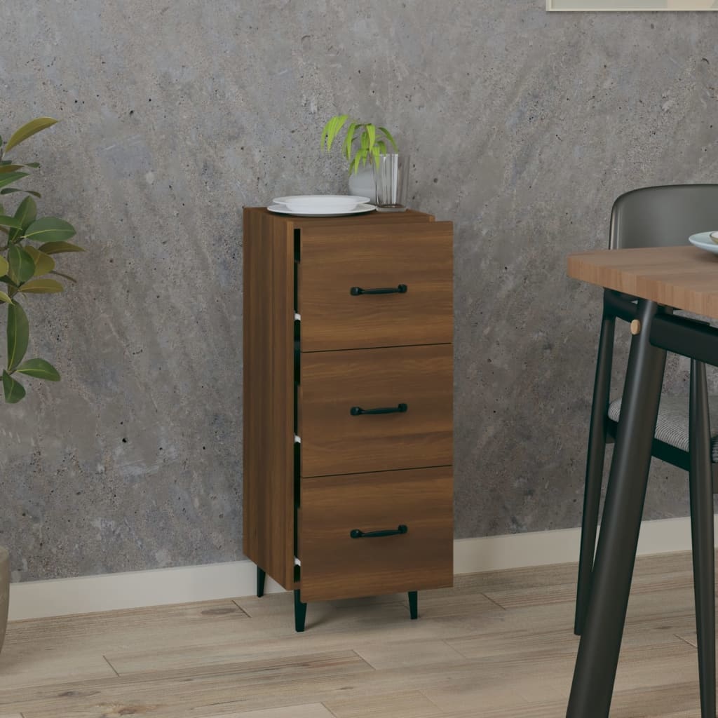 VidaXL Dressoir 34,5x34x90 cm bewerkt hout bruineikenkleurig