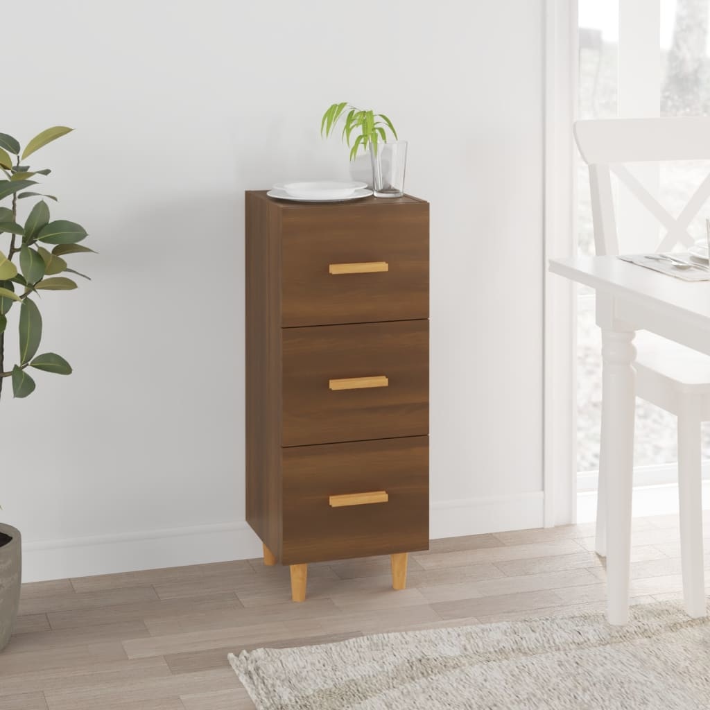 VidaXL Dressoir 34,5x34x90 cm bewerkt hout bruineikenkleurig