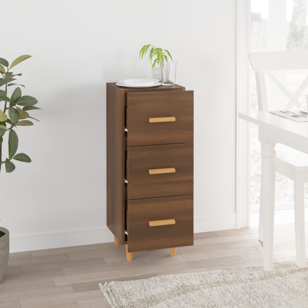 VidaXL Dressoir 34,5x34x90 cm bewerkt hout bruineikenkleurig