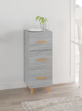 VidaXL Dressoir 34,5x34x90 cm bewerkt hout grijs sonoma eikenkleurig
