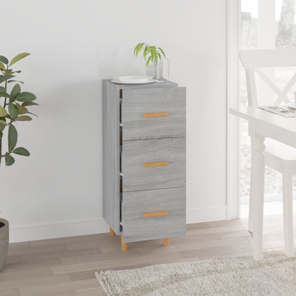 VidaXL Dressoir 34,5x34x90 cm bewerkt hout grijs sonoma eikenkleurig