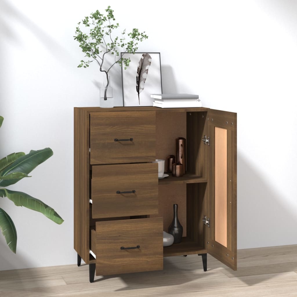 VidaXL Dressoir 69,5x34x90 cm bewerkt hout bruineikenkleurig
