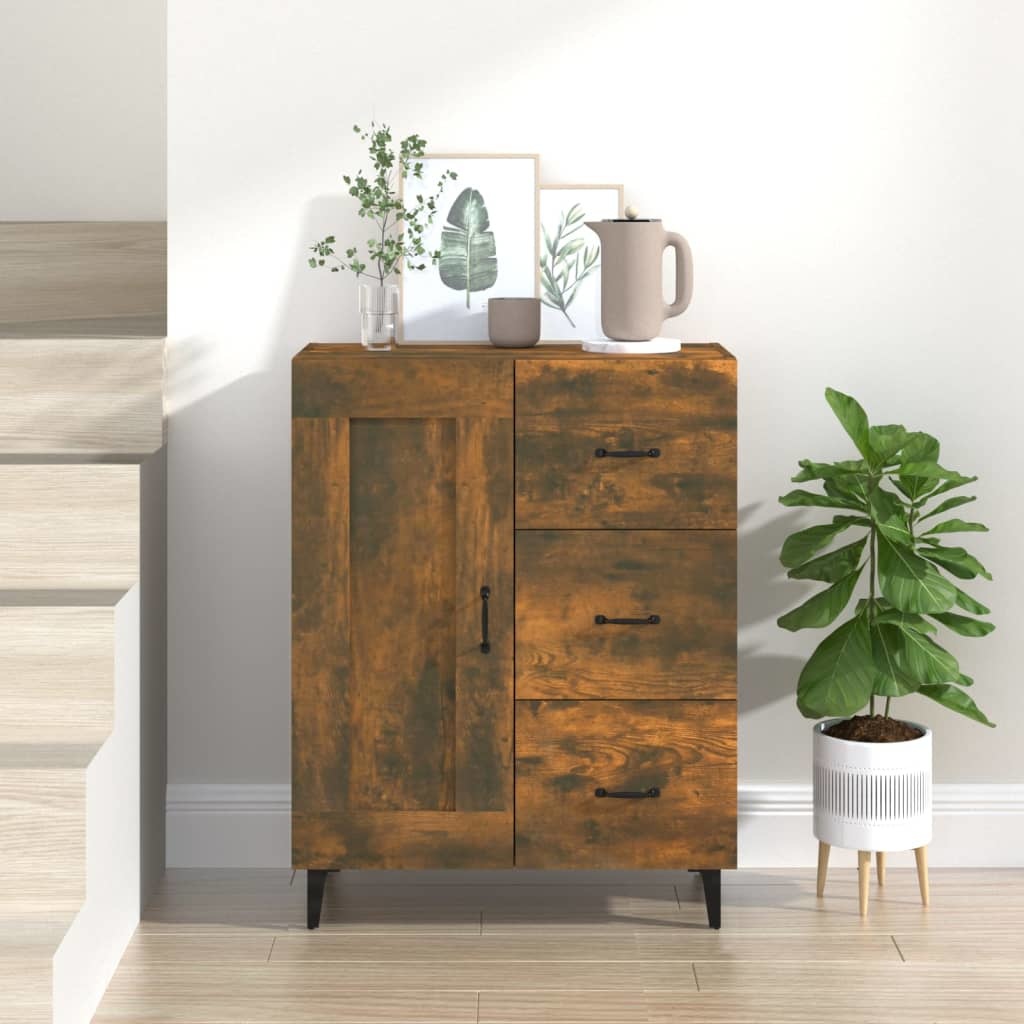 VidaXL Dressoir 69,5x34x90 cm bewerkt hout gerookt eikenkleurig