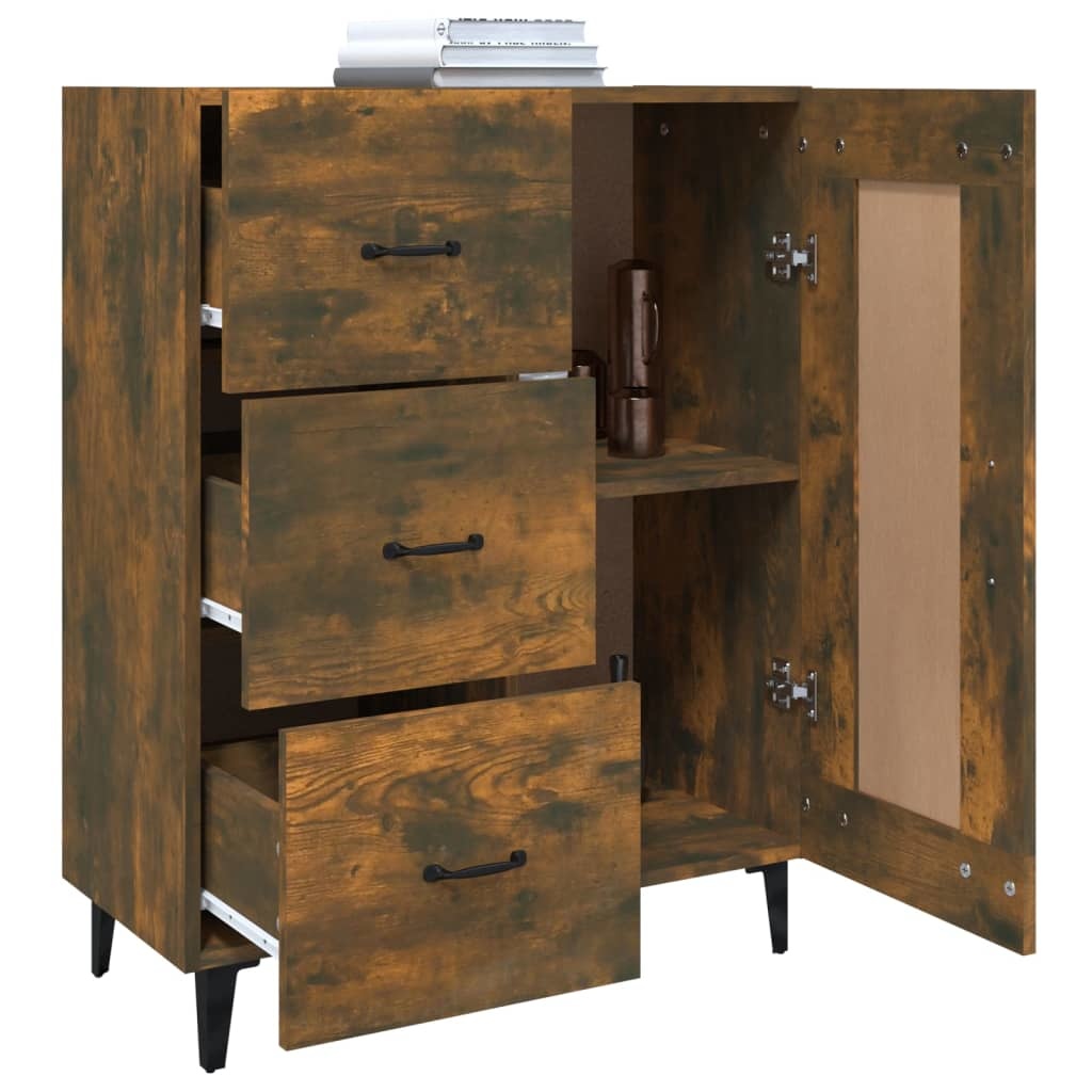 VidaXL Dressoir 69,5x34x90 cm bewerkt hout gerookt eikenkleurig