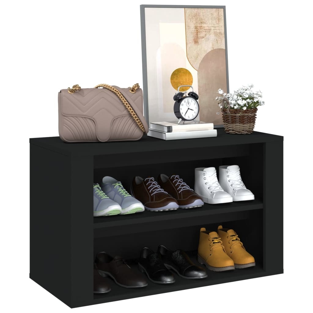 VidaXL Schoenenrek 75x35x45 cm bewerkt hout zwart