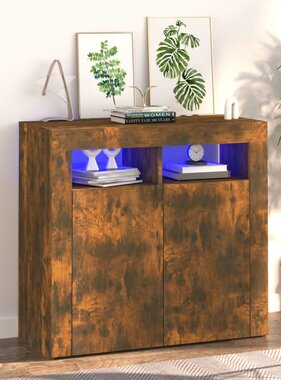 VidaXL Dressoir met LED-verlichting 80x35x75 cm gerookt eikenkleurig
