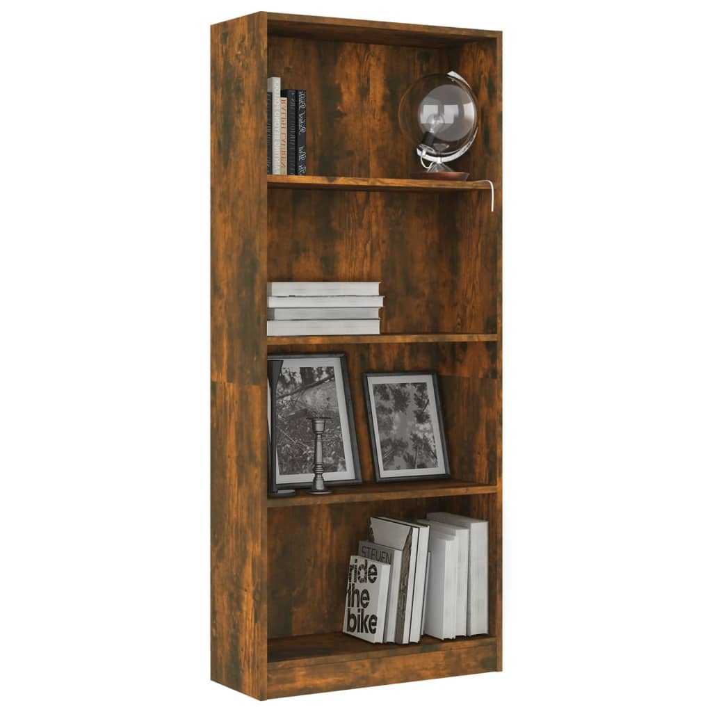 vidaXL Boekenkast 4-laags 60x24x142 cm bewerkt hout gerookt eikenkleur