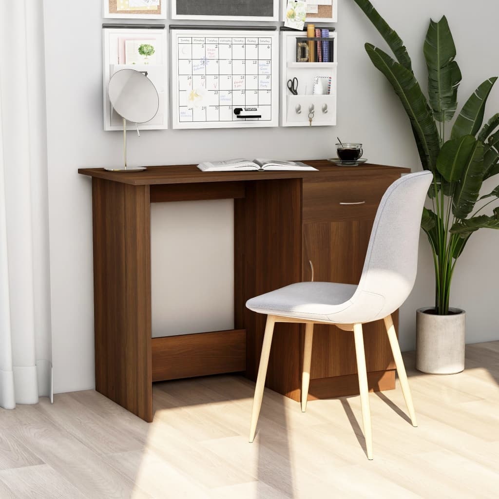 VidaXL Bureau 100x50x76 cm bewerkt hout bruineikenkleurig